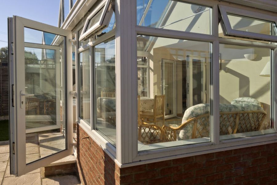 conservatory with doors open