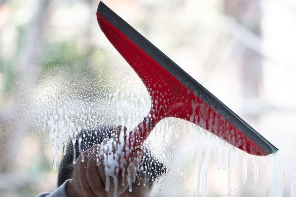 window squeegee on glass